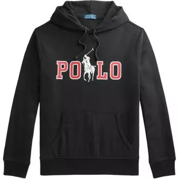 Polo Ralph Lauren SS24 Большой логотип с принтом букв и капюшоном с длинным рукавом Мужская толстовка Черная MNPOKNI16821962-001 XS