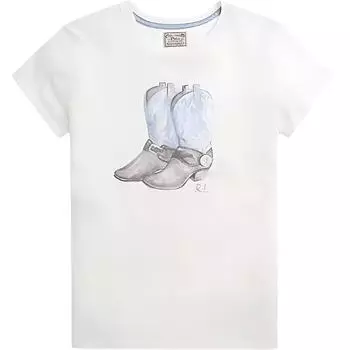 Polo Ralph Lauren Ss24 Boot Print Round Neck Short Sleeve T Shirt Women Tops White 211800353-001 S