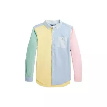 Polo Ralph Lauren Ss24 Color Block вышитый пони однобортный воротник с острыми краями повседневная рубашка с длинным рукавом детские рубашки многоцветные CWPOWOVY6820455-999 L