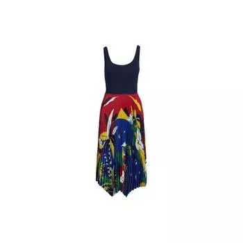 Polo Ralph Lauren SS24 цветочный узор трикотажное плиссированное миди платье без рукавов женские платья многоцветные WMPODRSNFA20615-600 S