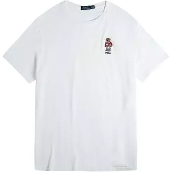 Polo Ralph Lauren SS24 Футбол Медведь Вышитая Футболка с Коротким Рукавом и Круглым Вырезом Мужская Топы Белый 710803444-001 S