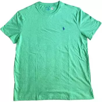 Polo Ralph Lauren SS24 Футболка с вышивкой логотипа, с круглым вырезом и короткими рукавами, мужские топы, зеленый 710938686-011 L