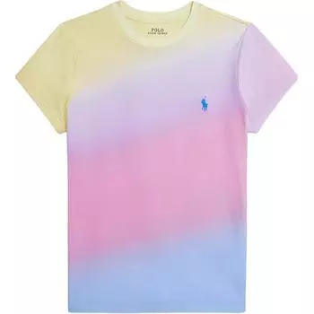 Polo Ralph Lauren SS24 Футболка женская с коротким рукавом, прямой вязки, с градиентным принтом-спреем, многоцветная WMPOKNINCU20957-500 S