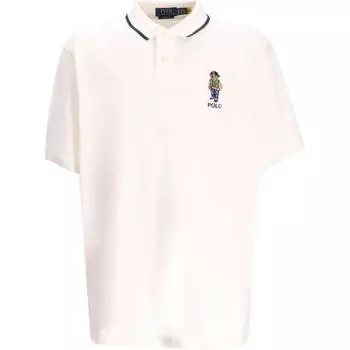 Polo Ralph Lauren SS24 Iconic Teddy Bear Pattern Button Straight Fit Short Sleeve Polo Shirt Men tops White 710867574-004 L
