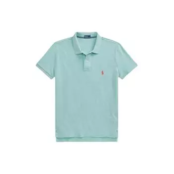 Polo Ralph Lauren SS24 Классический крой Однотонная рубашка поло с вышивкой пони Прямая Повседневная С коротким рукавом Женские топы Светло-голубой WMPOKNINB920166-300 L