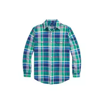 Polo Ralph Lauren SS24 клетчатая однобортная рубашка с длинным рукавом и воротником-стойкой, мужские рубашки многоцветные MNPOWOV16823328-999 S