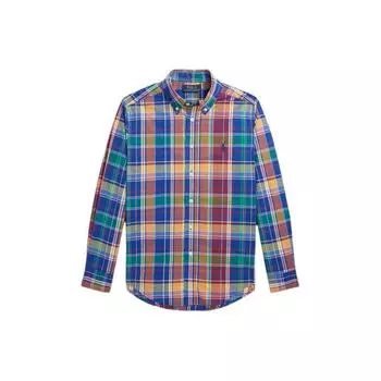 Polo Ralph Lauren SS24 клетчатая рубашка с принтом пони и острым воротником, повседневная рубашка с длинным рукавом, детские рубашки, многоцветные CWPOWOVY6820458-999 L