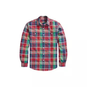 Polo Ralph Lauren SS24 клетчатый воротник с накладными карманами однобортная рубашка с длинным рукавом мужские рубашки многоцветные MNPOWOV16823537-600 S