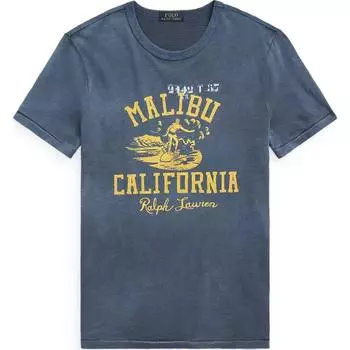 Polo Ralph Lauren SS24 Letter Pattern Printed Crew Neck Short Sleeve T Shirt Men Tops Blue 710842446-004 S