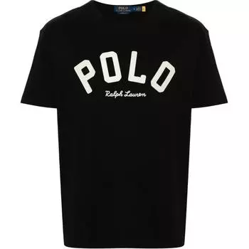 Polo Ralph Lauren SS24 Логотип Принт Свободный Покрой Круглый Вырез Короткий Рукав Футболка Мужские Топы Черный 710952043-002 M