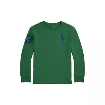 Polo Ralph Lauren Ss24 Логотип Вышитый Круглый вырез Трикотажная футболка с длинным рукавом Детские топы Зеленый CWPOTSHY8020931-300 XL