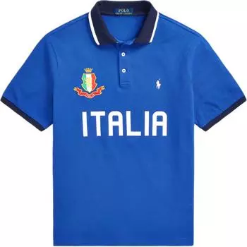 Polo Ralph Lauren Ss24 Логотип Вышитый Письменный Принт Повседневная Рубашка Поло С Коротким Рукавом Мужские Рубашки Поло Темно-Синие MNPOKNI1N822909-400 XL