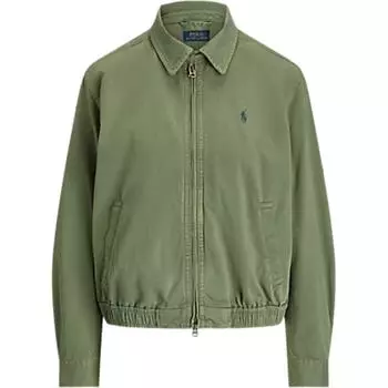 Polo Ralph Lauren Ss24 Логотип Вышивка Принт Однотонный Воротник поло Длинный рукав Куртка Женские куртки Зеленый 211937952-010 XL