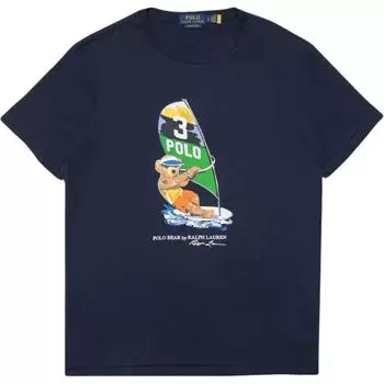 Polo Ralph Lauren SS24 Морской спорт Графический принт Медведь Футболка с коротким рукавом и круглым вырезом Мужские футболки Темно-синий MNPOTSH1N820385-410 S