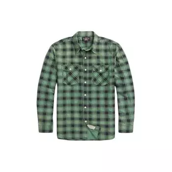 Polo Ralph Lauren Ss24 однобортная рубашка с длинным рукавом в клетку с цветными блоками и заостренным воротником, мужские рубашки зеленого цвета MNRRWOV16820271-300 XL