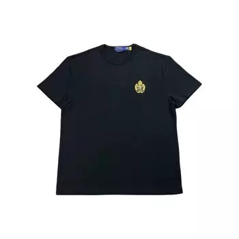 Polo Ralph Lauren Ss24 однотонная футболка с вышитым логотипом и круглым вырезом с коротким рукавом для мужчин, черные 710922111-001 S