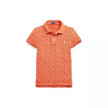 Polo Ralph Lauren SS24 однотонная повседневная рубашка поло с коротким рукавом женские топы оранжевого цвета WMPOKNINB920116-800 XS