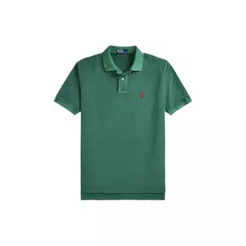 Polo Ralph Lauren SS24 однотонная повседневная рубашка поло с коротким рукавом с вышитым маленьким пони, рубашки поло унисекс, зеленая MNPOKNI1N822760-300 M