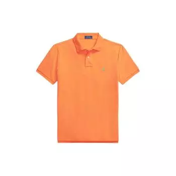 Polo Ralph Lauren SS24 однотонная рубашка поло с вышитым маленьким пони, облегающая, с коротким рукавом, мужские топы, ярко-оранжевого цвета MNPOKNI1N822798-800 XS