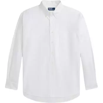 Polo Ralph Lauren SS24 Однотонная рубашка с карманом, однобортная, повседневная, с длинным рукавом, мужская, белая, MNPOWOV16823650-100 M
