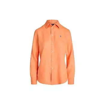 Polo Ralph Lauren SS24 однотонная рубашка свободного кроя с вышитым пони-узором и длинным рукавом, женские рубашки оранжевого цвета WMPOSHTNDO20592-600 S