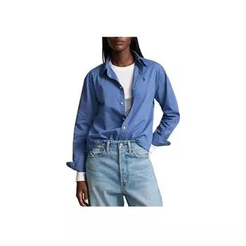 Polo Ralph Lauren SS24 однотонная рубашка свободного кроя с вышитым маленьким пони и острым воротником, женские рубашки WMPOSHTNDN20248-400 M