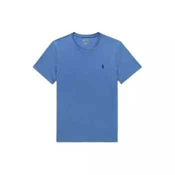 Polo Ralph Lauren Ss24 однотонная вышитая футболка с круглым вырезом и коротким рукавом, мужские футболки, синяя 710671438-318 L