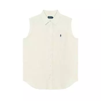 Polo Ralph Lauren Ss24 однотонный логотип поло свободный крой на пуговицах без рукавов рубашки женские бежевый WMPOSHTNDO20626-101 L