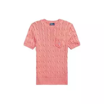 Polo Ralph Lauren SS24 однотонный облегающий трикотажный топ с коротким рукавом и вышитым логотипом, женские топы Rose WMPOSWENC020936-650 S