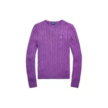 Polo Ralph Lauren SS24 однотонный вязаный свитер с длинными рукавами, женский свитер, фиолетовый WMPOSWENC020897-500 S