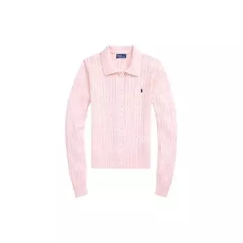 Polo Ralph Lauren SS24 однотонный вышитый логотип облегающий однобортный свитер с длинным рукавом женский свитер розовый WMPOSWENDW20223-650 XL