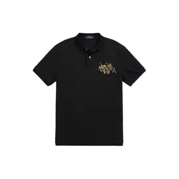 Polo Ralph Lauren SS24 Pattern Printed Crew Neck Slim Fit Short Sleeve Polo Shirt Men tops Black MNPOKNI1N822583-001 XS