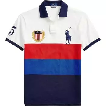 Polo Ralph Lauren SS24 Поло с коротким рукавом с логотипом Color Block Big Pony Мужские топы Белый 710746105-001 S