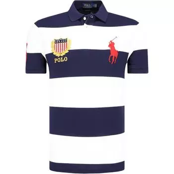 Polo Ralph Lauren Ss24 Поло с коротким рукавом и полосатым логотипом Мужские поло Темно-синий 710746106-001 S
