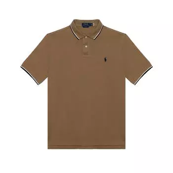 Polo Ralph Lauren SS24 Поло с вышивкой логотипа прямого кроя с коротким рукавом Мужские поло Коричневый 710844275-031 L