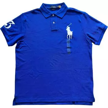 Polo Ralph Lauren SS24 Поло с вышивкой большого логотипа, с коротким рукавом, мужские топы, синий 710697457-051 M