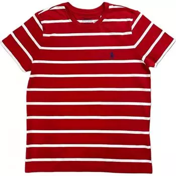 Polo Ralph Lauren SS24 Полосатая футболка с вышитым пони, круглым вырезом и коротким рукавом, женские топы 211698030-051 XS