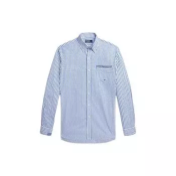 Polo Ralph Lauren SS24 Полосатая однобортная рубашка с длинным рукавом и накладным воротником, мужские рубашки синего цвета MNPOWOV16823440-400 L