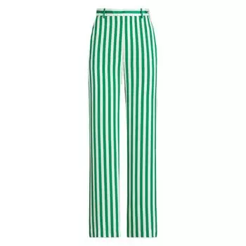 Polo Ralph Lauren SS24 Полосатые брюки с высокой посадкой на пуговицах, свободные широкие брюки, повседневные брюки для женщин, зеленые WMPOPNTNDL20219-300 M