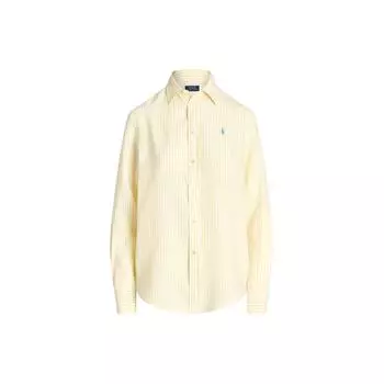 Polo Ralph Lauren Ss24 Полосатый логотип вышитый однобортный свободный длинный рукав рубашка женские рубашки пляжно-желтый WMPOSHTNDO20616-700 M