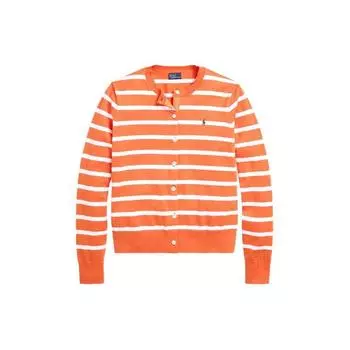 Polo Ralph Lauren SS24 Полосатый пони вышитый свободный крой круглый вырез длинный рукав вязаный свитер женский свитер многоцветный WMPOSWENC020950-800 M