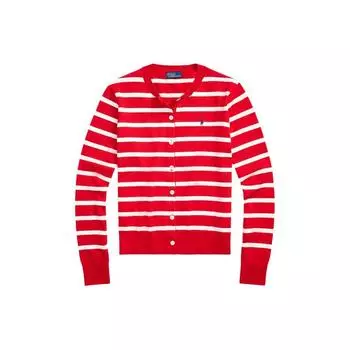 Polo Ralph Lauren Ss24 Полосатый свободный крой круглый вырез трикотажный свитер женский свитер красный WMPOSWENC020881-600 S