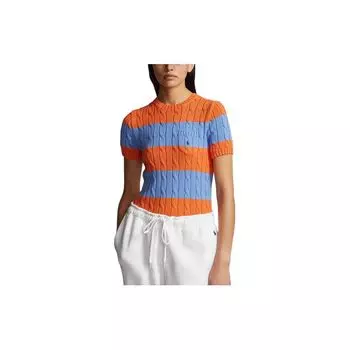 Polo Ralph Lauren SS24 Полосатый вязаный свитер с круглым вырезом и коротким рукавом, женский свитер, многоцветный WMPOSWENC020886-400 S