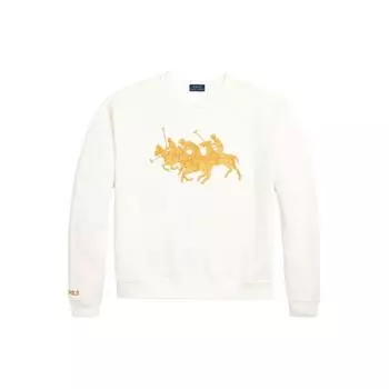 Polo Ralph Lauren SS24 Pony Logo Embroidered Long Sleeve Sweatshirt Loose Women sweatshirt Off-White WMPOKNINC020163-100 XS