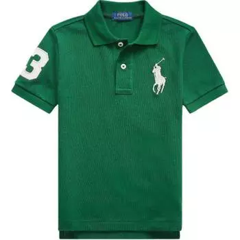 Polo Ralph Lauren SS24 Pony вышитый цифровой принт прямая повседневная рубашка поло с коротким рукавом детские топы New-Forest-Green CWPOKNIY8021066-300 S