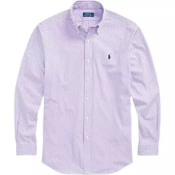 Polo Ralph Lauren Ss24 Рубашка из хлопкового поплина в полоску с вышивкой логотипа Pony и длинным рукавом Мужские рубашки Фиолетовый 710767330-010 M