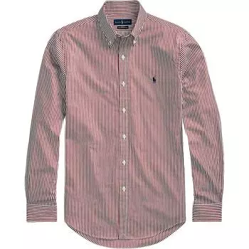 Polo Ralph Lauren Ss24 Рубашка из поплина с длинным рукавом в полоску и вышивкой логотипа Pony для мужчин, бордовая 710767330-013 S