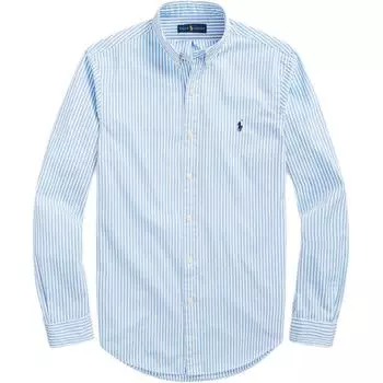 Polo Ralph Lauren Ss24 Рубашка с длинным рукавом из поплина в полоску с вышивкой логотипа пони Мужские рубашки Светло-голубой MNPOWOV16821397-400 XL