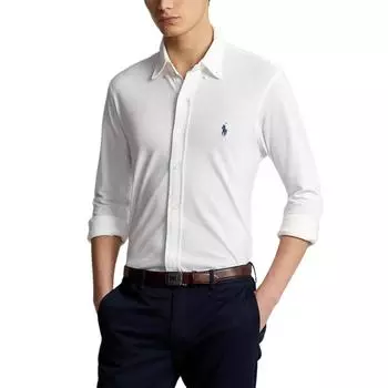 Polo Ralph Lauren Ss24 Рубашка с длинным рукавом на одной пуговице с вышивкой логотипа Pony Мужские рубашки Белый 710716598-004 M