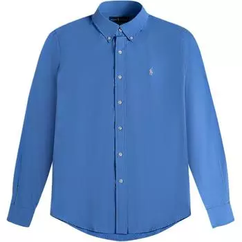 Polo Ralph Lauren Ss24 Рубашка с длинным рукавом с вышивкой логотипа Pony для мужчин рубашки Синий 710791370-003 XXL